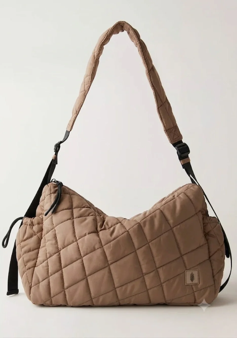 Free People Quilted Shoulder Bag in Taupe